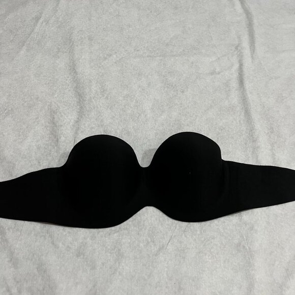 Felina Seamless Strapless Underwire Molded Cup Bra Black Smooth 32C - Picture 4 of 7